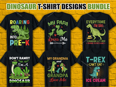 Dinosaur T-Shirt Design Bundle design dinos dinosaur vintage shirt graphic design merch by amazon t shirt t shirt art t shirt design t shirt design ideas t shirt design vector t shirt designer
