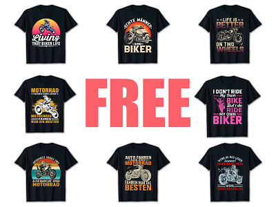 Motorcycle T-Shirt Design Bundle Free Download