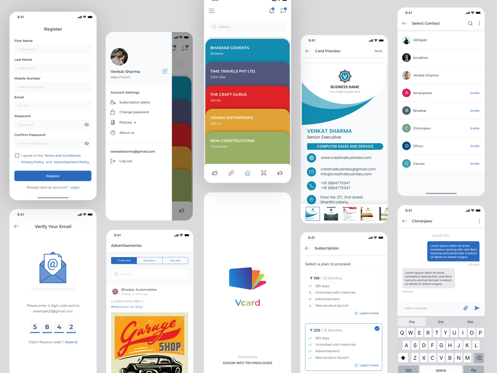 Digital Business card Mobile App by Karthikeyan on Dribbble