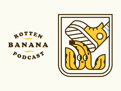 Bananas badge banana branding character icon illustration lightning line lockup logo patch podcast shoe typography