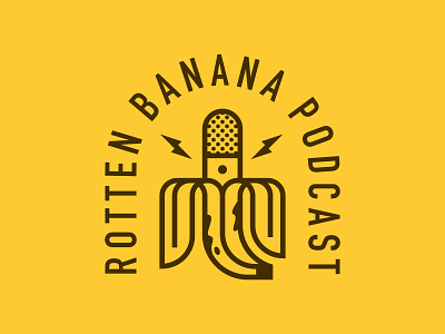 Bananas 2 badge banana branding icon lightning line lockup logo microphone patch podcast thunder typography