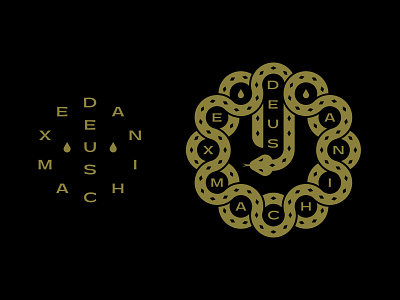 Deus Ex Machina Graphic badge branding icon lockup logo patch shirt snake typography