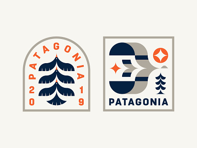 Patagonia Badges badge bird branding icon logo nature outdoors patagonia patch tree typography