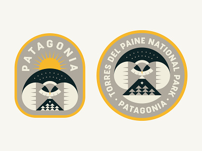 Patagonia Badges 2 animal badge bird branding icon logo mountains nature outdoors patagonia patch trees