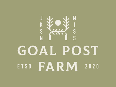 Goal Post Farm branding farm goal post icon leaves lockup logo rugby sun tree typography
