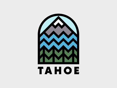 Lake Tahoe Badge badge branding california forest icon lake lake tahoe line logo mountains nature patch trees