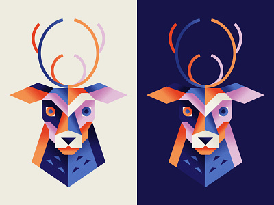 Geo Deer animal branding color deer elk geometry gradient icon logo shapes texture