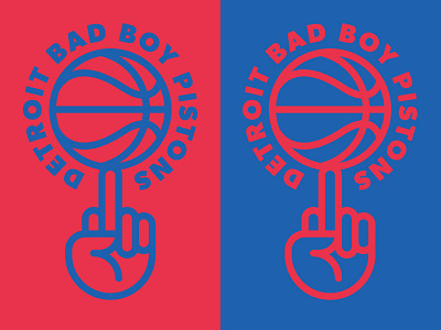 Bad Boy Pistons badge basketball detroit finger hand illustration line logo middle finger nba pistons sports