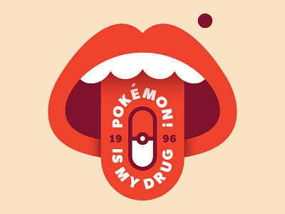 The Most Addicting Drug badge drugs gradient icon illustration lips logo mouth pill pokemon tongue