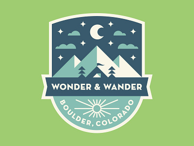 Boulder Badge badge boulder camping colorado logo moon mountains nature patch sun tent