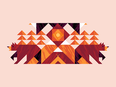 Nature in Triangles bear camping eagle illustration mountains nature outdoors shapes sun texture trees wild