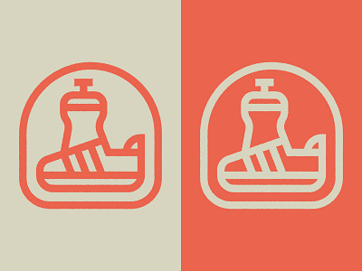 Shoe and Bottle badge bottle icon illustration line logo patch shoe texture