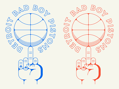 Detroit Bad Boy Pistons badge basketball detroit finger halftone hand line logo middle finger nba pistons sports