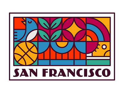 San Francisco badge basketball bird california converse golden gate bridge icons line patch san francisco shapes shoe