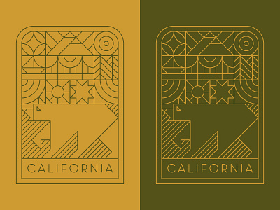 California badge bear boat california geometry icon illustration line logo mountains nature outdoors patch san francisco shapes star trees
