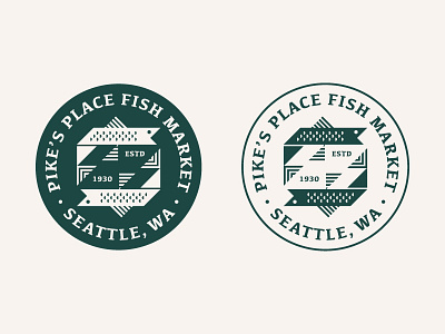 Pike's Place Fish Market badge fish icon logo ocean patch pikes place seattle shapes triangles washington