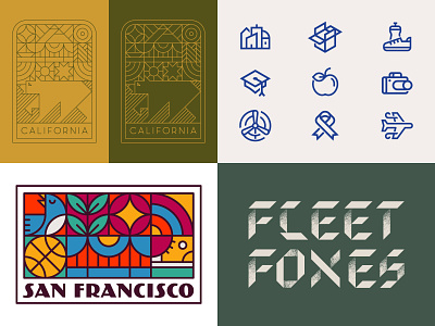Top 4 of 2018 2018 animal badge california dribbble icons illustration line patch san francisco typography