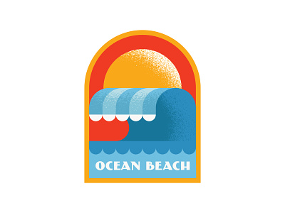 Ocean Beach badge beach california color icon logo ocean patch san francisco sea sun texture wave