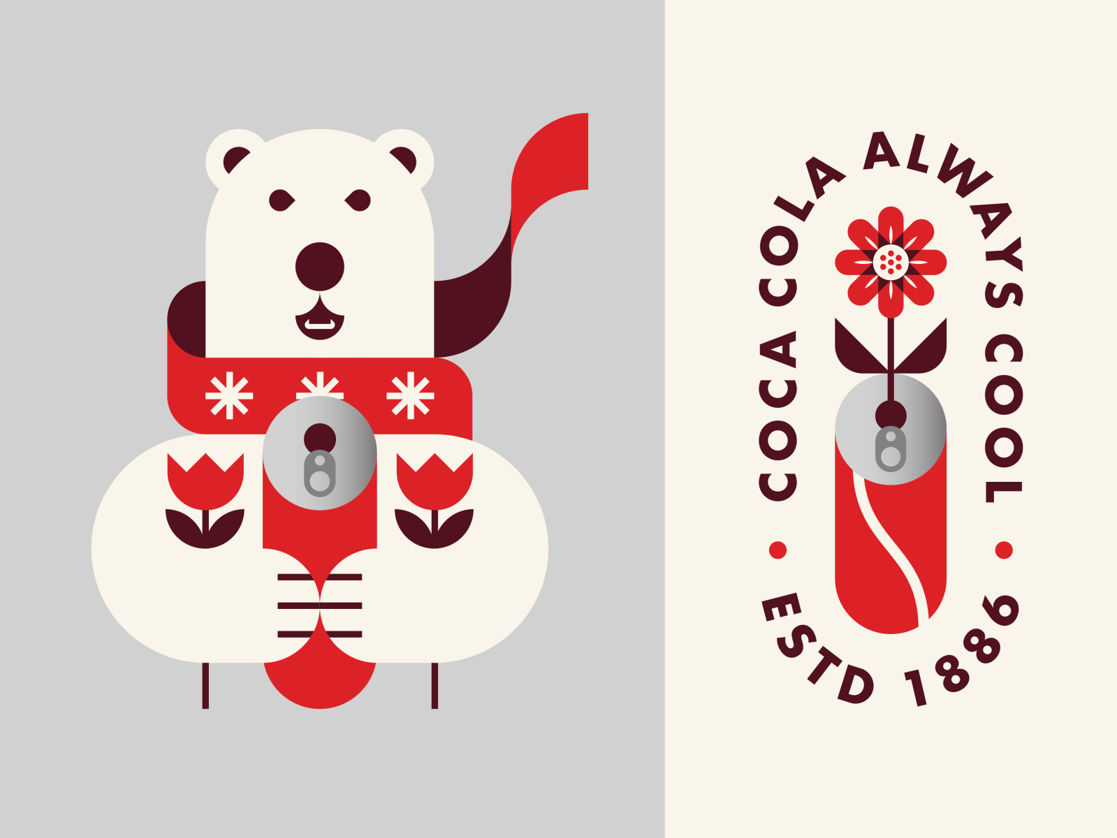 Polar Bear Holding Coca Cola and Flowers by Patrick Moriarty on Dribbble