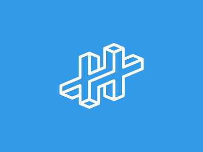 H+ alphabet blue cross fitness h health heart icon logo