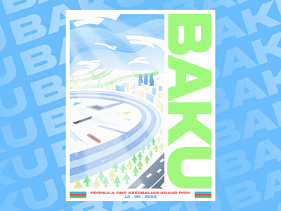 2022 Formula One Azerbaijan Grand Prix Concept Poster azerbaijan baku design f1 flat design formula one graphic design illustration illustrator poster poster concept poster design print design prints race poster vector