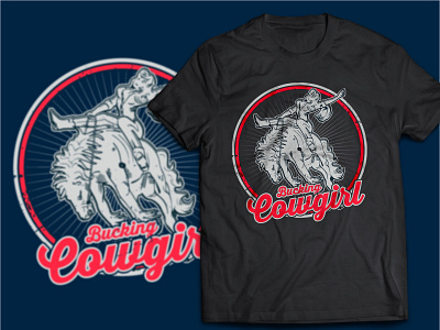 Bucking cowgirl T-shirt design