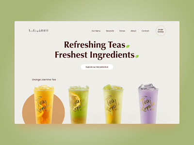 Premium Specialty Tea website beverage bubble tea hero section milk tea ui ux visual design web design
