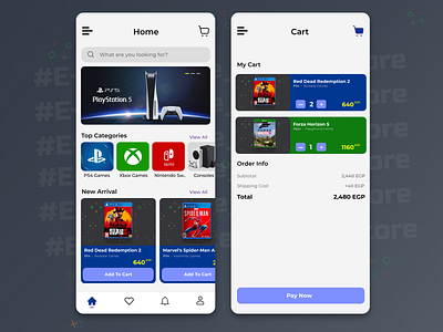 E-Commerce - Games Store app cart design games graphic design home page ps4 ui uiux ux