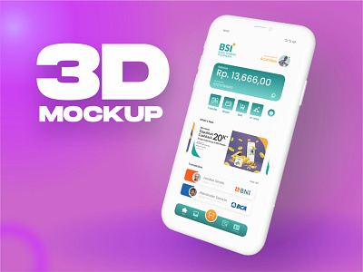 3D Mockup Mobile Bank 3d bank creative figma graphic design indonesia mobileapp money technology ui work
