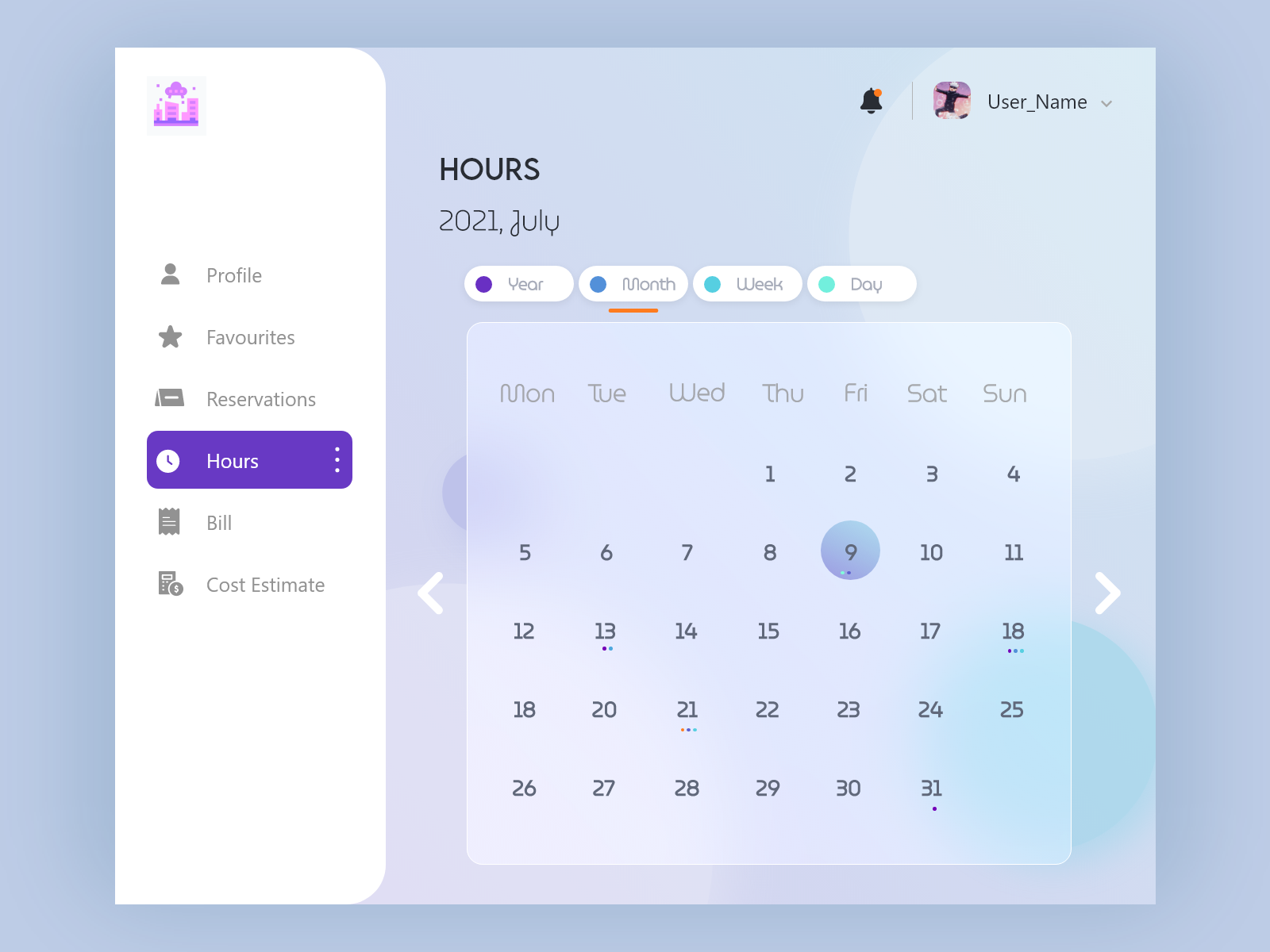 Dashboard - Calendar by ghada on Dribbble