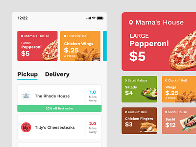 HungryButton – Cards app cards cardsui design foodapp mobileapp ui