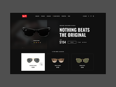 Ray Ban – Concept concept dailyui design home homepage landingpage mousehover ray ban sun glasses sunglasses ui