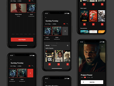 Netflix Playlist – All screens app concept design movieapp netflix playlist playlistapp ui