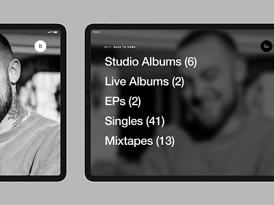 Mac Miller – iPad app concept dailyui darkui design discography ipad macmiller menu ui