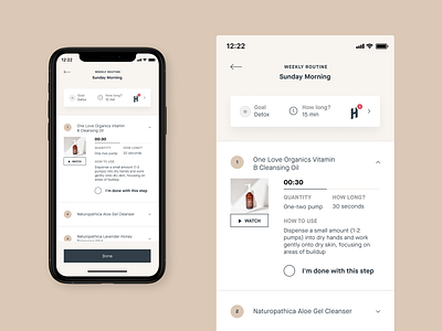 Heyday – Mobile App app beautyapp concept design routine skincare skincareroutine ui