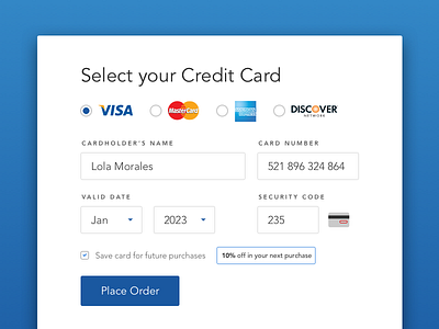 Day 007 - Credit Card Checkout blue card credit card dailyui design ui