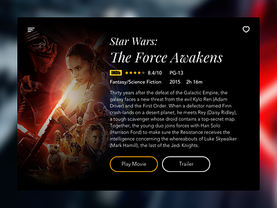 Day 011 - Movie Card 7 card dailyui design movie moviecard starwars the force awakens ui