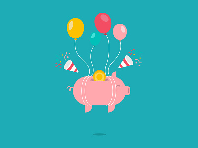 Flying Pig app balloons design flying illustration pig ui