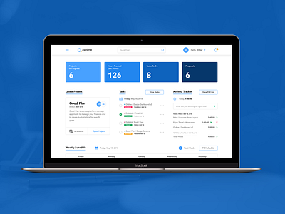 Ordine 2.0 clean dashboard design hours interface task manager ui ux