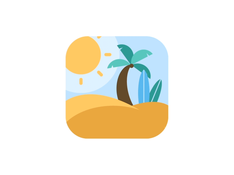 Beach animation concept icon illustration ui vector