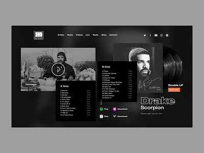 OVO Sound concept darkui design drake music ovo sound record redesign ui video