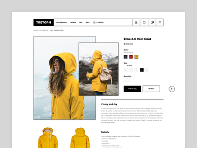 TRETORN concept design ecommerce ecommerce design flat productpage rain coat ui