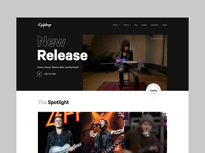Epiphone concept design epiphone gibson guitar homepage homepage design landingpage ui