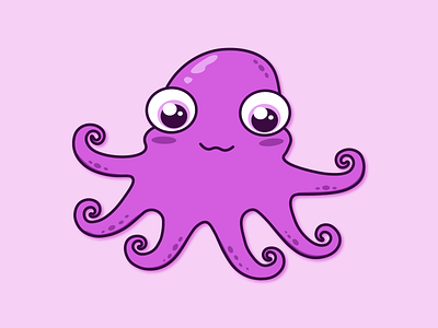 Children's illustration octopus 2d animal app books branding business character design graphic design icon identity illustration kraken logo ocean premium purple tentacle ui vector