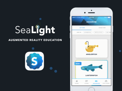 SeaLight education app app bioluminescence education fish ocean ui ux