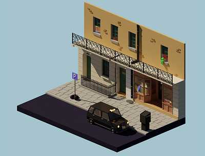 221b baker street blender blender3d blender3dart cyclesrender lowpoly lowpoly3d lowpolyart sherlock