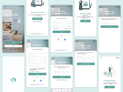 Login and Register Screen - Dekor.in Mobile App