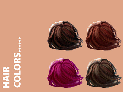 Hair Colors| Material Practice character design design digital art digital painitng graphic design hairstyle illustrtaion painting ui vector