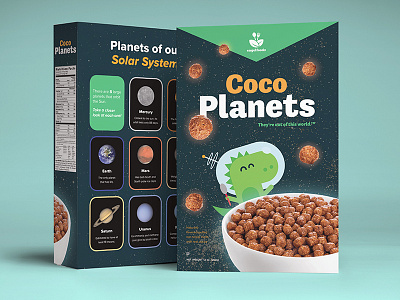 Coco Planets cereal cereal box design dinosaur illustration packaging space space dinosaur