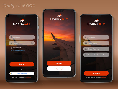 Daily UI #01 - Sign Up 001 airline branding dailyui dailyui001 design log in mobile mobile app mobile ui signup uiux